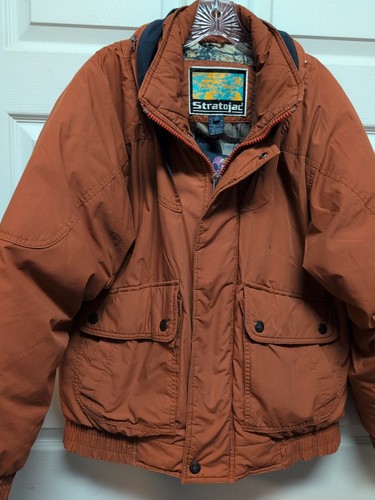Vintage Stratojac Puffer Bomber Rust Jacket Sz. Small 80s 90s Down Filled - Picture 2 of 13