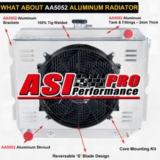 For 1968-74 Dodge Plymouth Mopar Cars Big Block V8 4 ROW Radiator Shroud Fan ASI