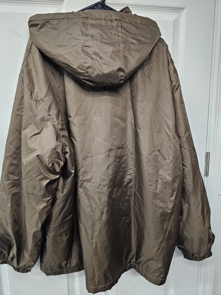 Chaqueta Totes Para Hombres 3XL Marrón Con Capucha Forrada de Vellón Rompevientos Abrigo de Lluvia Cremallera Completa Foto 2 de 4