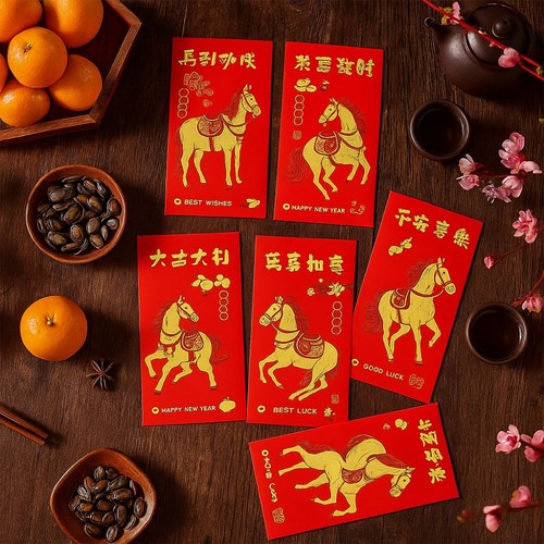 6pcs Blessing 2026 New Year Red Envelope Lucky Red Pocket Festival Decoration - Picture 10 of 24