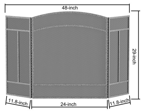 Fireplace Screen 3 Panel Wrought Iron 48"(L) x 29"(H) Spark Guard Cover - Picture 4 of 9