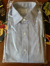 NEW NOS ANDOVER SHOP Button Up Dress Shirt 15 1/2  X 33 Blue Pinpoint Oxford