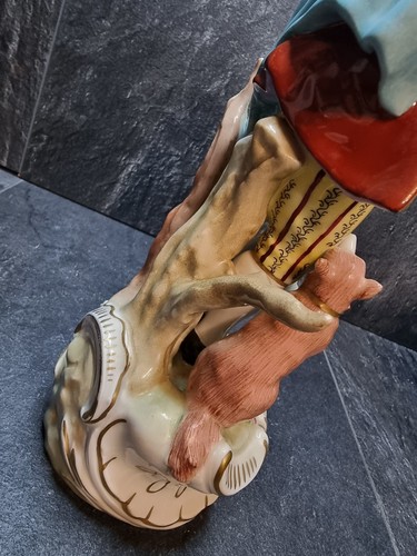 ANTIQUE DRESDEN SAXONY PORCELAIN 11" MALE FIGURINE with DOG, CARL THIEME - Picture 10 of 13
