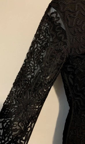 WEAVZ DESIGNER KLEID / SCHWARZ Spitzen-Applikation ~ KLEIN/NEU MIT ETIKETT - Bild 4 von 9