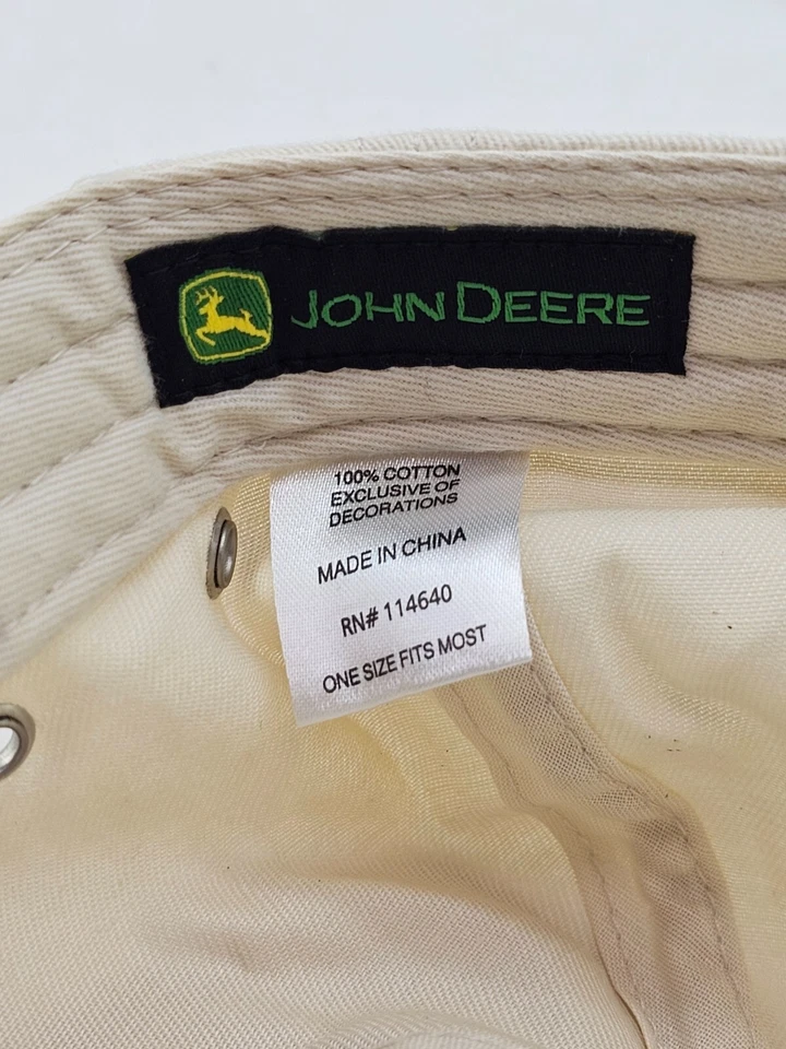John Deere (Farm Tractors) Light Tan Baseball Cap Hat Adj. Adult Size Cotton - Image 3 of 4