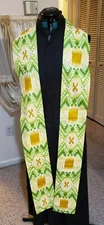 CLERGY STOLE LITURGICAL VESTMENT CUSTOM TAILORED GREENS EARTHTONES VERY NICE 