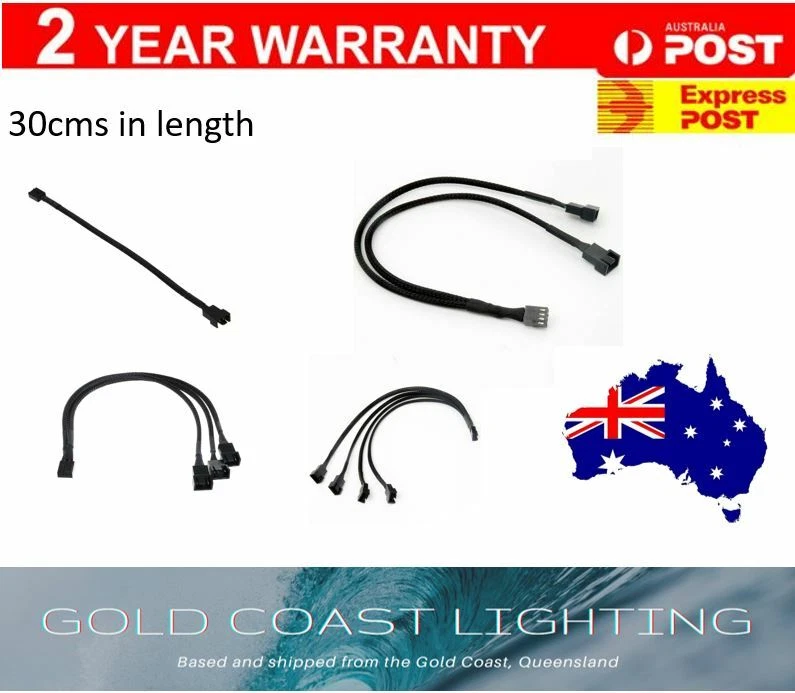 PC Fan Cable 4 pin PWM 1 to 2/3/4 ways Splitter Sleeved Extension Extender Cable