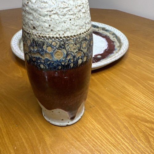 Leon Kula Studio Art Pottery Stoneware Wine & Platter Decanter Signed - Picture 9 of 12