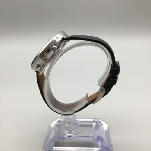 Skagen Gitte Chronograph Watch Women 38mm Silver Tone Leather Band New Battery - Picture 3 of 16