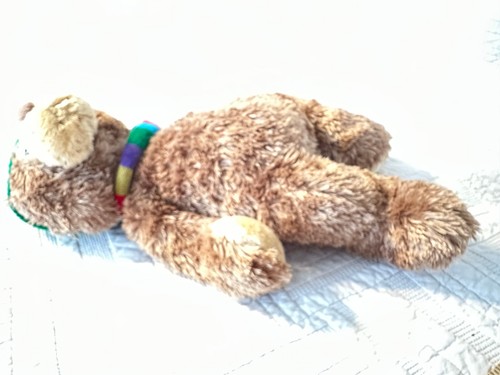 GUND VINTAGE BROWN TEDDY BEAR WITH HAT AND SCARF WITH BELL TEDDY B CARING 44543 - Picture 5 of 8