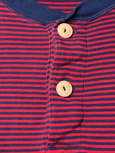 VINTAGE Polo Ralph Lauren Sport Large Men's T-Shirt Red Blue Stripe Henley Tee - Picture 4 of 8