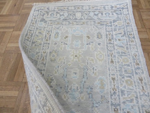 2 x 3'1 Hand Knotted Gray Modern Oushak Oriental Rug G15832 - Picture 7 of 8