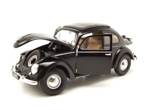VW Escarabajo Brezelkäfer 1950 negro coche modelo 1:18 Welly - Imagen 4 de 10