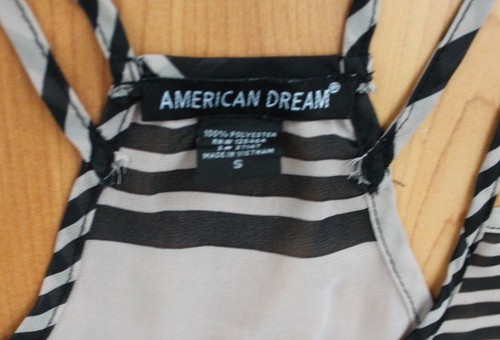 American Dream Brown/Beige Black Boho Strappy Tank Blouse Top Sz S Semi sheer - Picture 5 of 11
