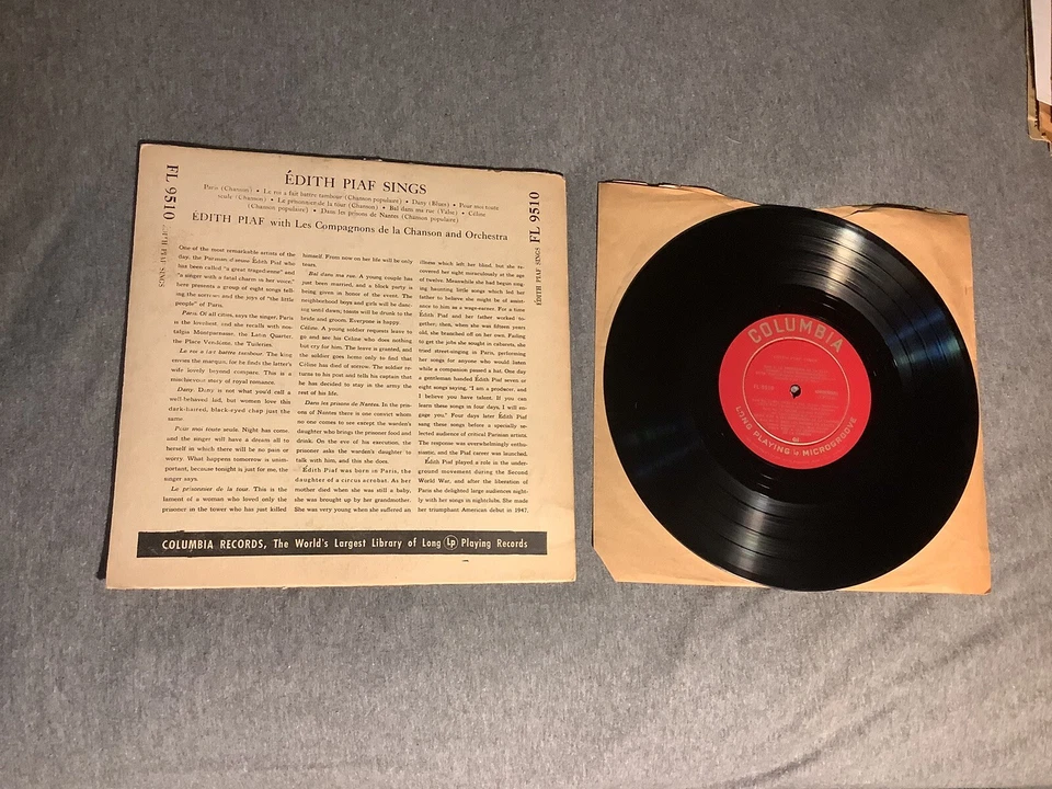 Edith Piaf Sings 10” Columbia FL 9510 - Image 2 of 2