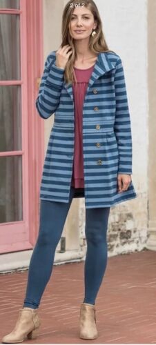 Chaqueta MATILDA JANE MUJER Otoño Brisa Azul Rayas Botón Frontal Talla X-pequeña - Imagen 3 de 3