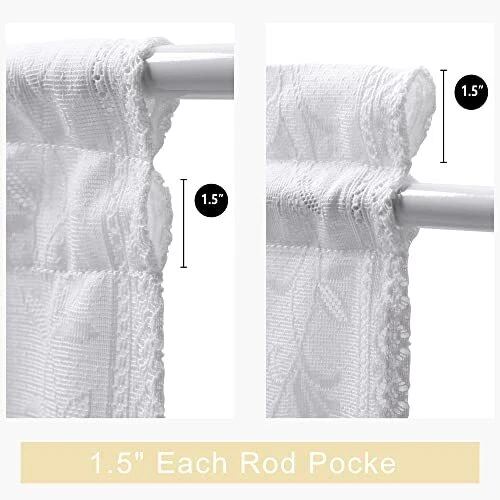 Barra de cortina de puerta francesa de encaje de 1 pieza hojas boho 52" x 40" 1 pieza blanca Foto 2 de 4