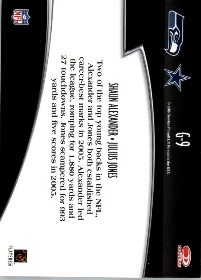 2006 Threads Generations G-9 Julius Jones / Shaun Alexander - Dallas Cowboys - Image 2 of 2