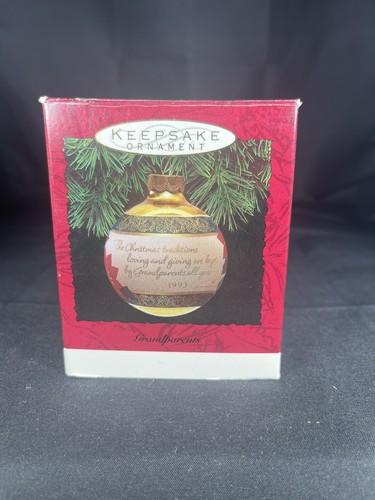 Hallmark Keepsake Glass Christmas Ornament Grandparents 1993 Vintage Bulb Ball - Picture 2 of 3