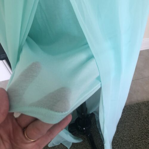 Vtg 70s Aqua Chiffon Dress Vtg SZ 4(Bust 38") Sheer Layered Evening Party Event - Picture 9 of 14