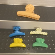 Vintage Goody Pin Up Hair Accessory Clips Lot Of 5 Blue Yellow Cream Green