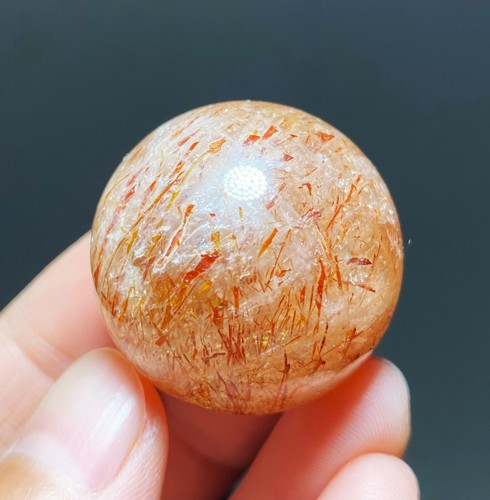 28,8 mm Natürlich Rot Kupfer Rutiliert Kristall Rund Perlen Kugel Heilung C612 - Bild 14 von 17