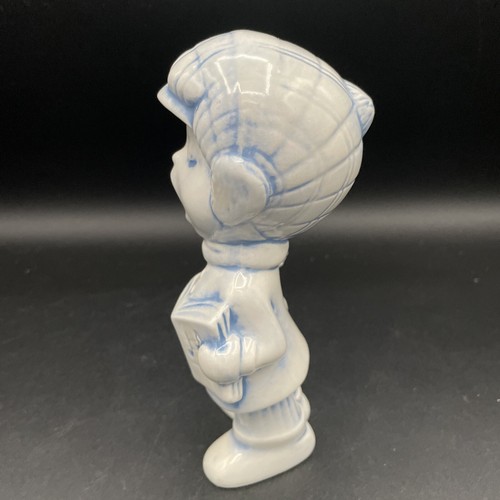 Vintage Ceramic Winter Choir Boy & Dog Figurine - Blue White Kitschy ALCO - Picture 6 of 8