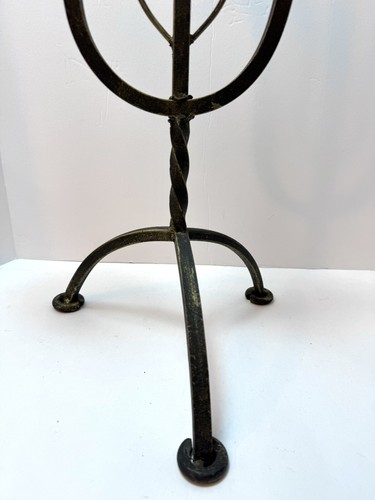 Large Vintage 3 Arm Brutalist Arts And Crafts Style Pillar Candelabra 18” - Picture 5 of 14