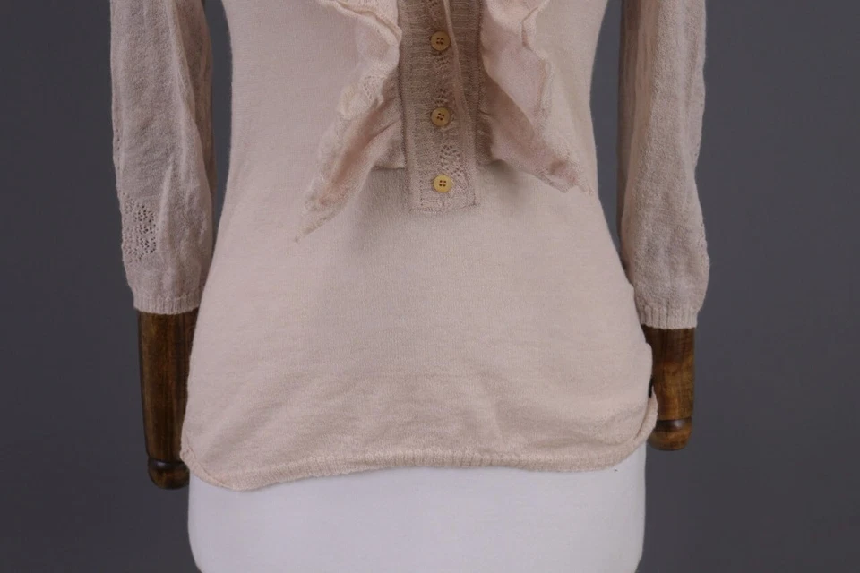 ROBERTO CAVALLI Beige Henely  3/4 Sleeve Top Shirt Size L - Image 3 of 4