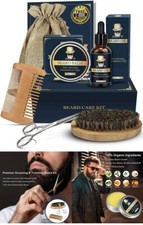 Beard Growth Care Grooming Kit Mustache Trimming Comb Brush Scissors Gift Men
