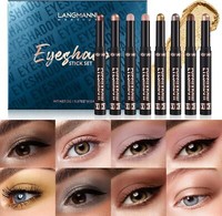 8PCS Eyeshadow Stick Set Shimmer Cream Eyeshadow Pencil Crayon Waterproof Makeup