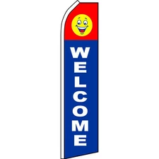 Welcome 2 1/2 ft X 11 1/2 ft Polyester Swooper Flag