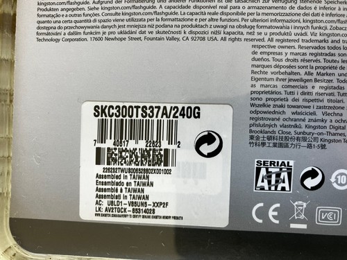 Kingston SSDNow KC300 240GB SSD 2.5" SKC300TS37A/240G Solid State Drive - Afbeelding 3 van 3