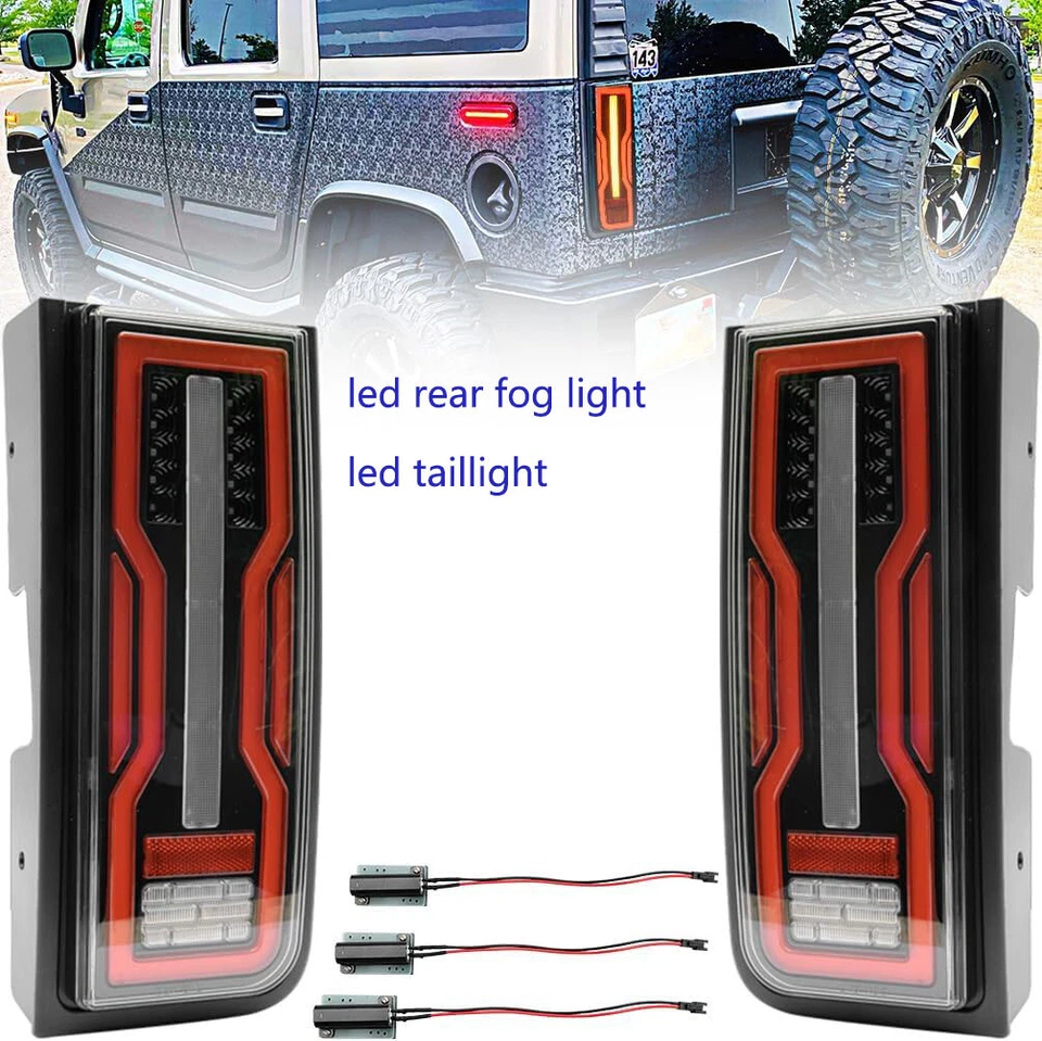 2PC 4-in1 LED Tail Brake Turn Signal Reversing Light For 2003-2009 Hummer H2 SUV - Image 3 of 4