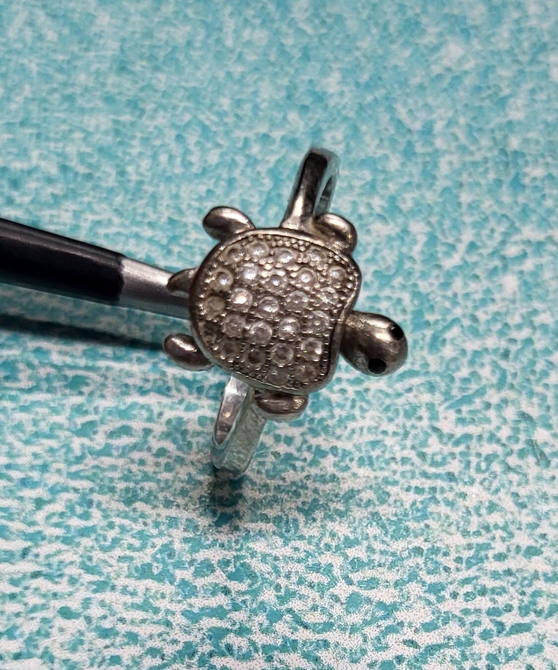 Solid 925 Sterling Silver Vintage Turtle Ring wit… - image 10