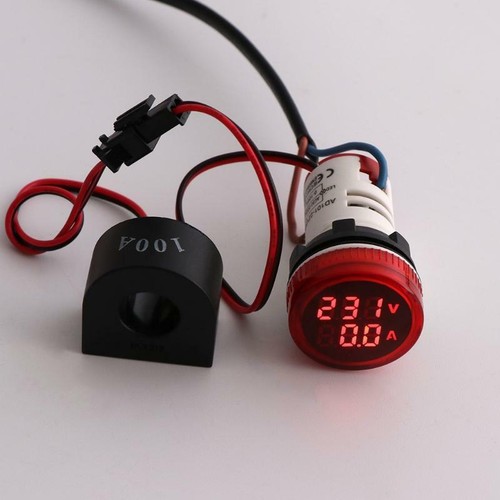 Digital Voltmeter Ammeter 22mm Round AC 50-500V 0-100A Voltage Volt Amp Monitor - Bild 3 von 16