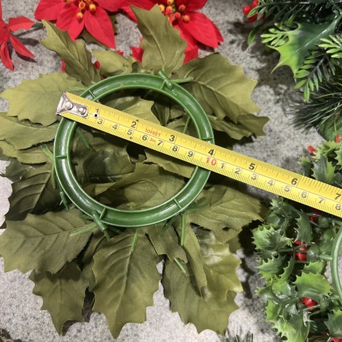 3 Vintage Kunststoff Stechpalme Beere, weiße Glocken, Weihnachtsstern Weihnachten Kerzenring mehr - Bild 12 von 13