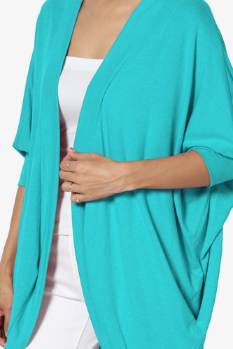 TheMogan S~3X Cocoon Draped Jersey Knit 3/4 Sleeve Oversized Open Front Cardigan - Bild 79 von 110