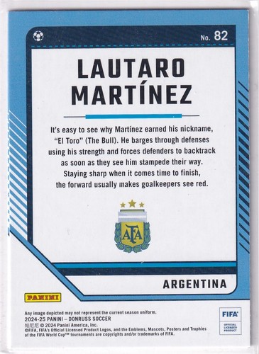 2024-25 Panini Donruss Soccer No. 82 Lautaro Martinez Holo Silver - Bild 2 von 2