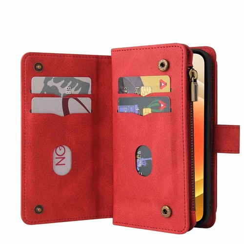 For iPhone 13 12 11 SE 6s 7 8 Plus Zipper Wallet Card Holder Leather Case Cover - Picture 48 of 53