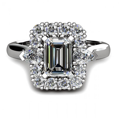 4,00 Karat Smaragdschliff Diamant Verlobungsring Platin GIA-zertifiziert Halo - Bild 2 von 5