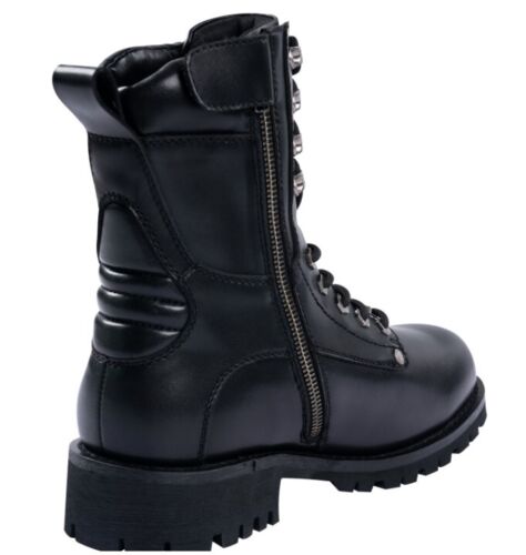 Herren Motorradstiefel YKK Reißverschluss Schnürung Kampf inspiriert PU Leder niedriger Absatz - Bild 4 von 4