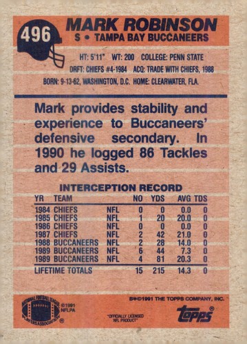 S8R1: 1991 Topps Football Card #s 321-602 - Picture 275 of 441