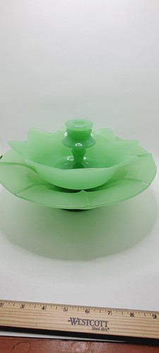 Fenton Jadeite 3 Piece Large Centerpiece, Lotus Bowl, Candlestick Holder