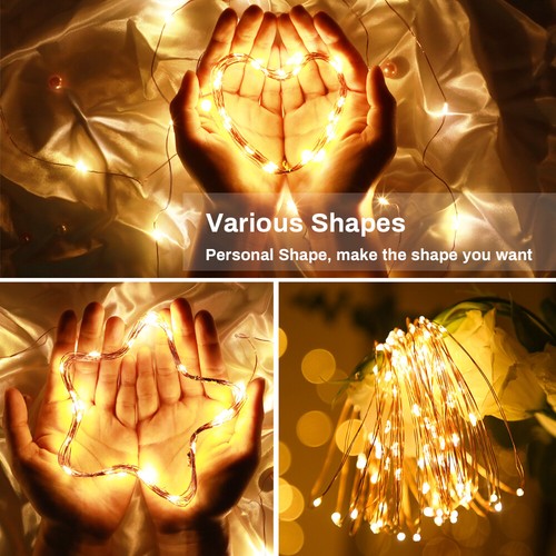 32.8ft USB LED String Fairy Lights 50 LED Copper Wire Party Decor With Remote - Picture 6 of 9