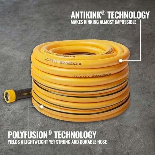 Professional Grade 75ft Water Hose AntiKink Tech Yellow 500 PSI Couplings New - Picture 3 of 8