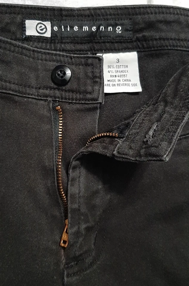 Pantalones de mezclilla ajustados negros de colección Ellemenno talla 3 tiro medio cintura 25" Foto 4 de 4