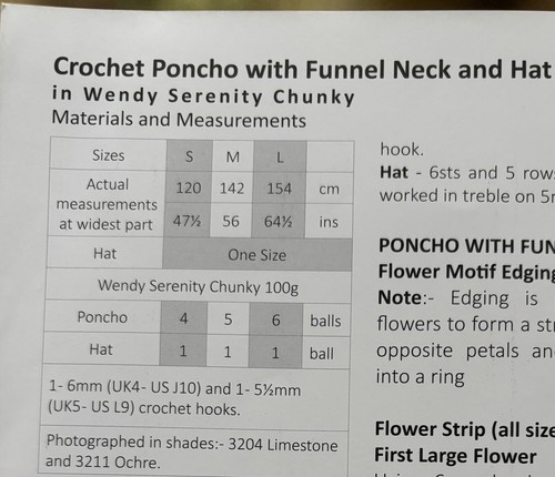 Wendy Chunky Crochet Pattern 5836 Ladies Poncho With Funnel Neck & Hat 3 Sizes - Picture 3 of 3