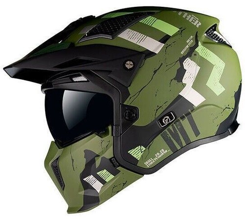 MT STREETFIGHTER CASCO MOTO FULL FACE OFF ROAD MX TESCHIO VERDE OPACO CAMO - Foto 2 di 2