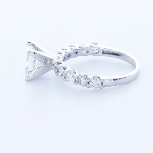 ANILLO ACENTO CLÁSICO ORO 14K CORTE PRINCESA DIAMANTE NATURAL CERTIFICADO F/VS2 2,6 QUILATES - Imagen 4 de 7